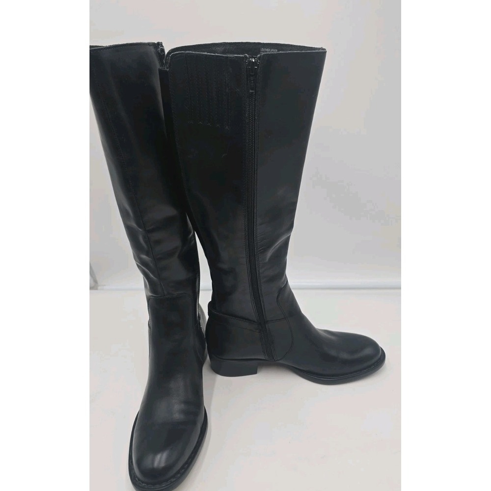 NWT Born Crown Womens Black Leather Knee High Equestrian Quiet Luxury Boots 8.5M - Picture 3 of 11